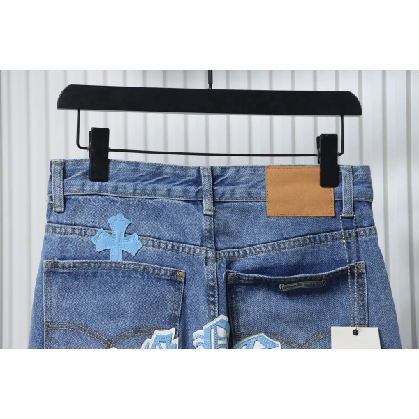 Chrome Hearts Miami Art Basel White Blue Cross Patch Jeans