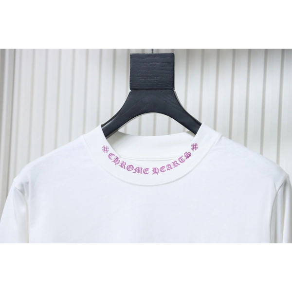 Chrome Hearts Purple Neck Logo Long Sleeve T-Shirt White