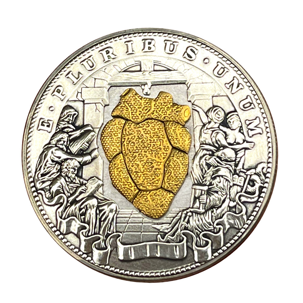 Movable Mechanical Coin Beating Heart Coin Roman Booteen Amazing Art Token Hobo Nickel Morgan Dollar Magic Collectible Creative Gift Handmade Commemorative Coin