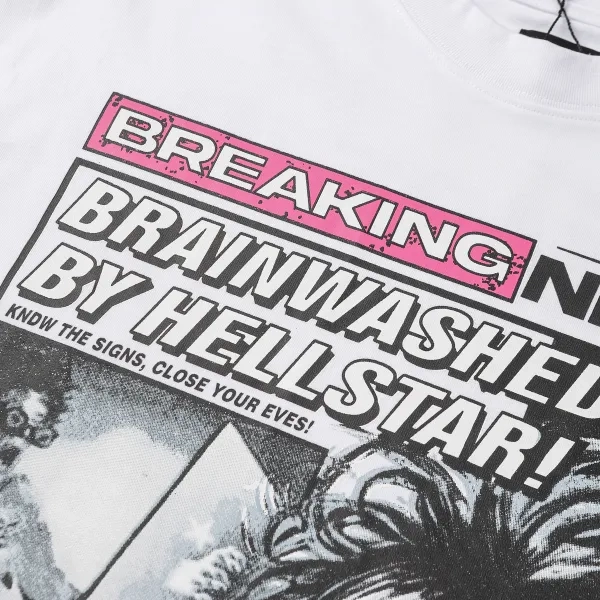 Hellstar Breaking News Long-Sleeve T-Shirt D3232 BlackWhite