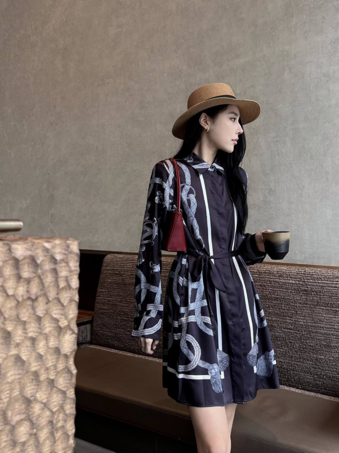 Her NEW print silk dress