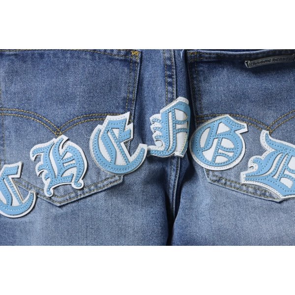 Chrome Hearts Miami Art Basel White Blue Cross Patch Jeans