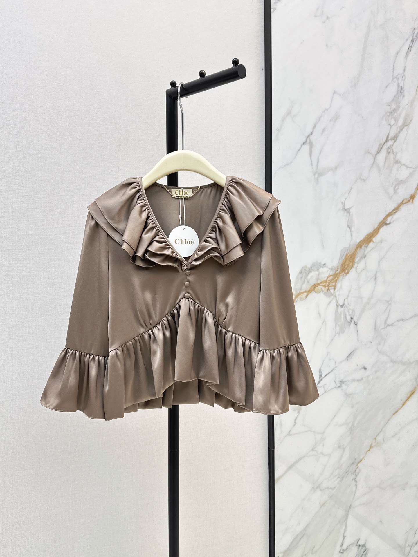 Chol New Lotus Leaf Lace Top