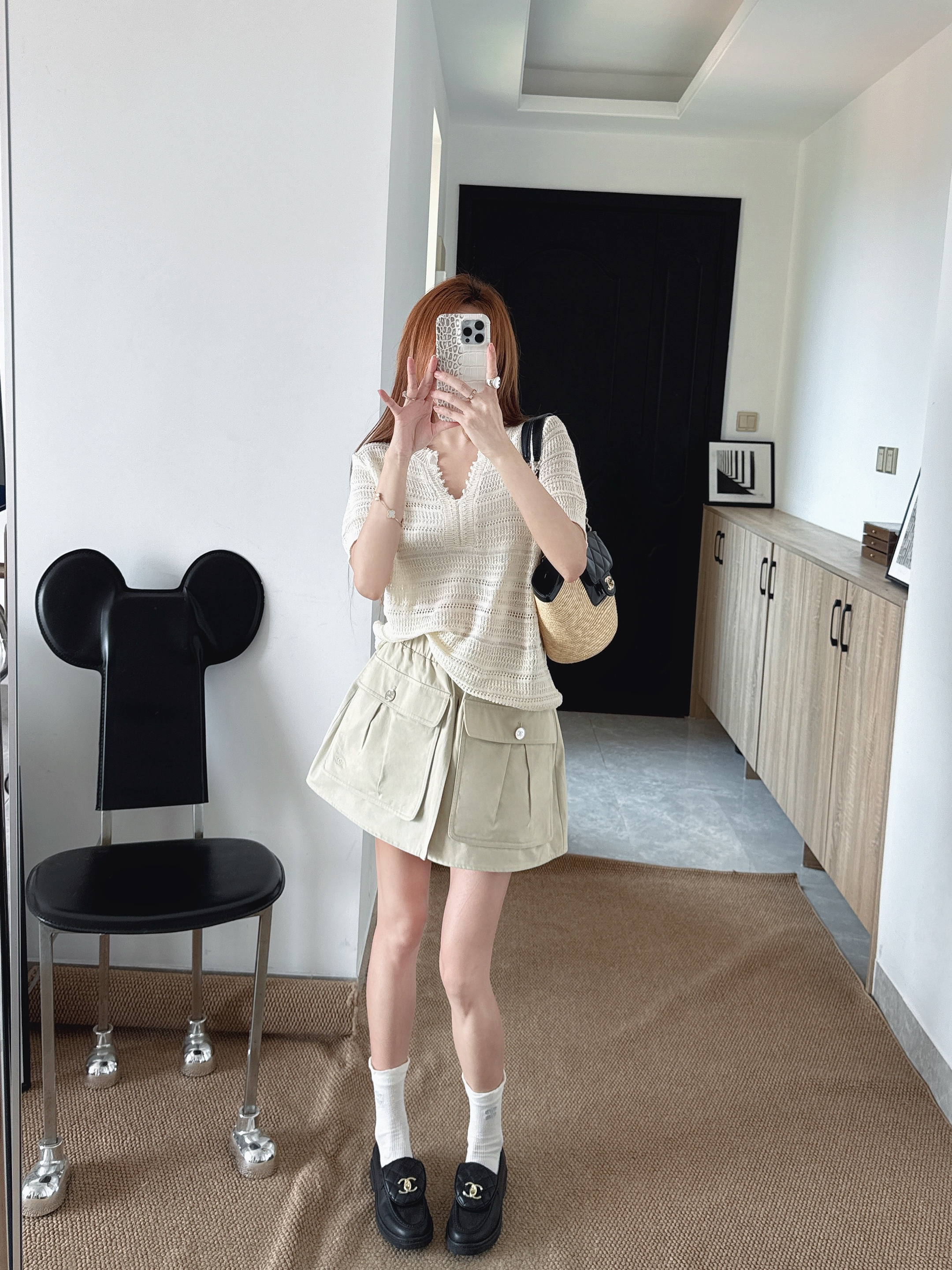 Loro New Hollow-out short sleeve top