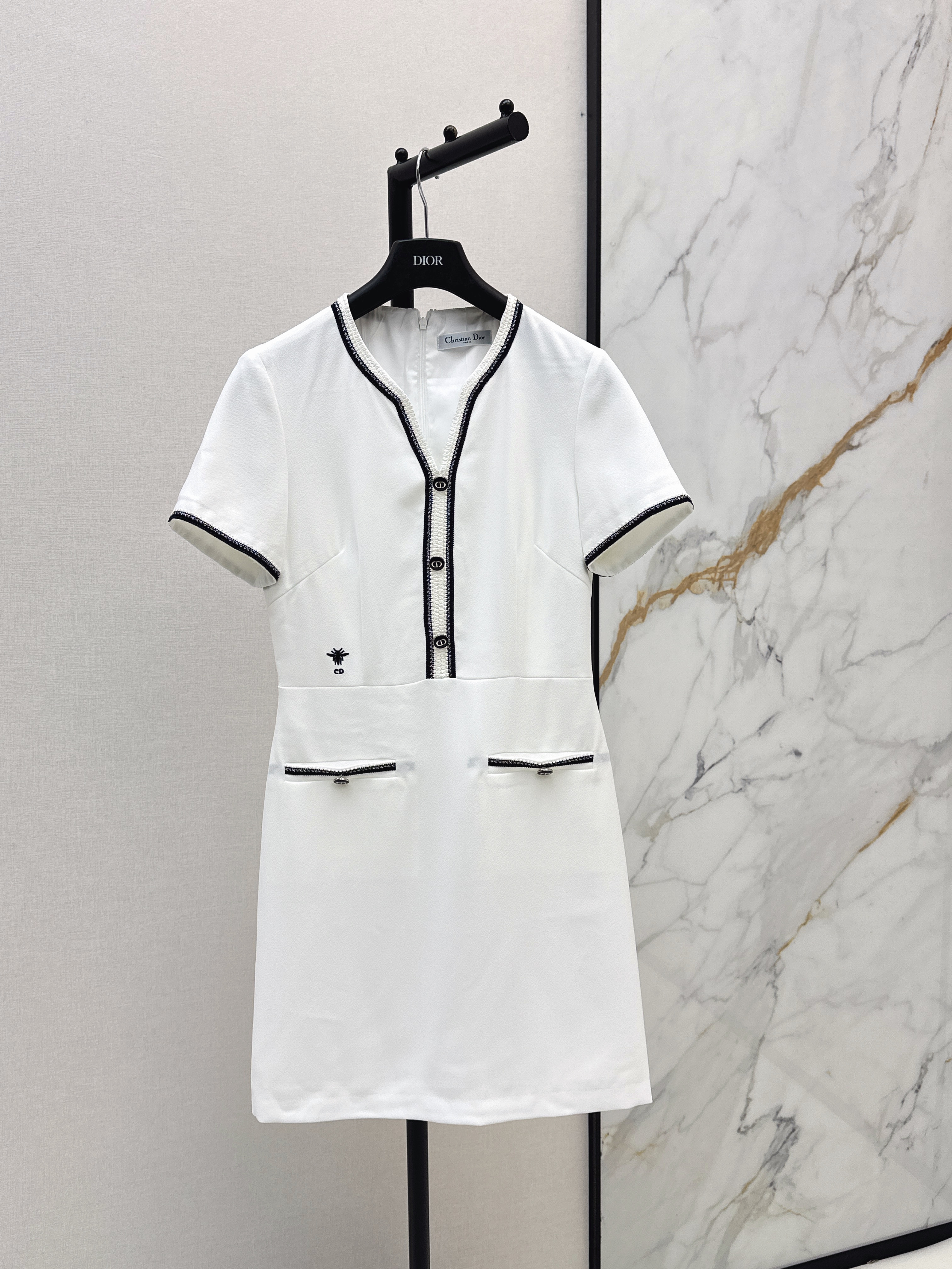 CD New Color-block trimmed V-neck dress