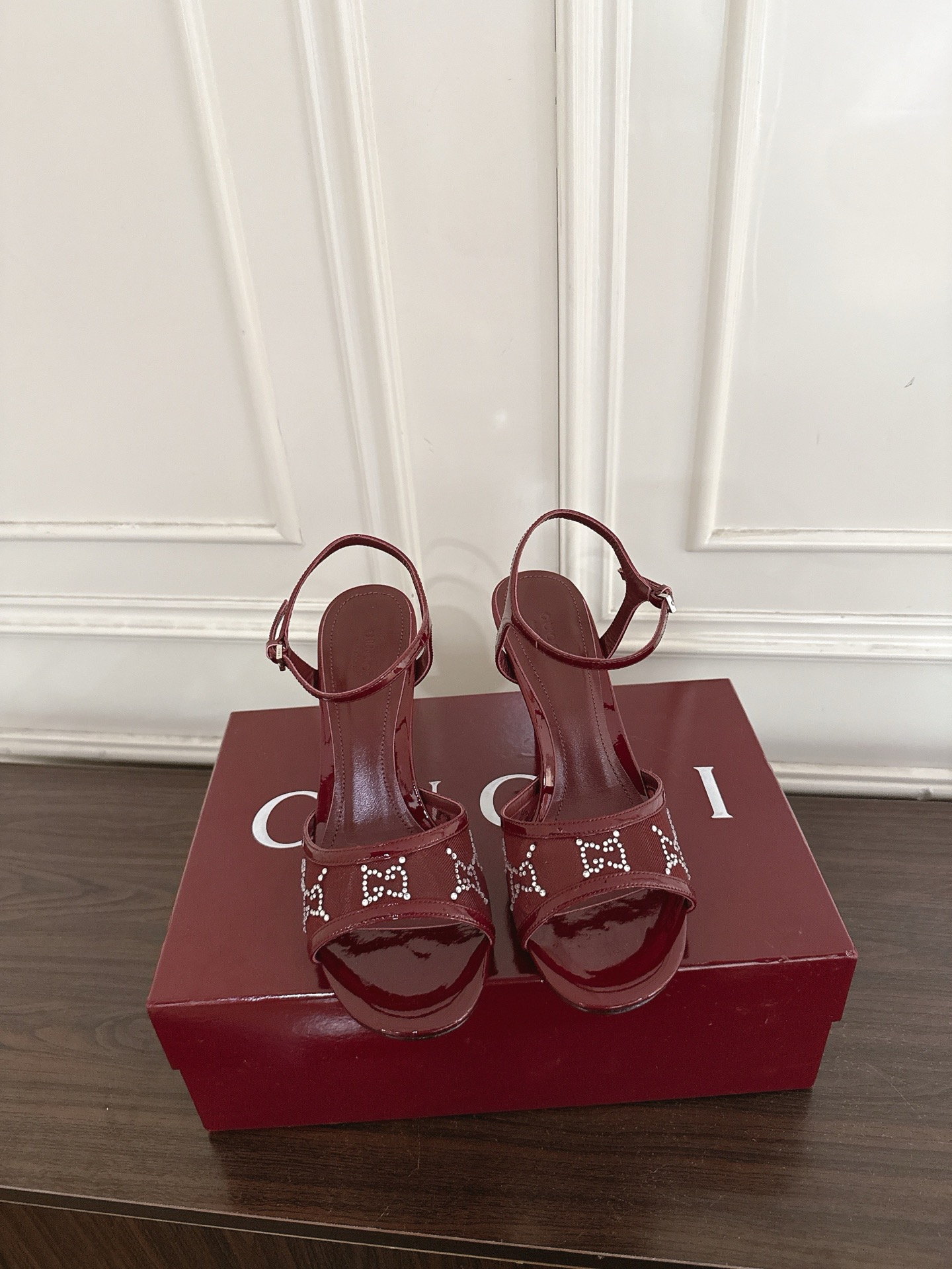 Guc NEW Crystal mesh series high-heeled sandals