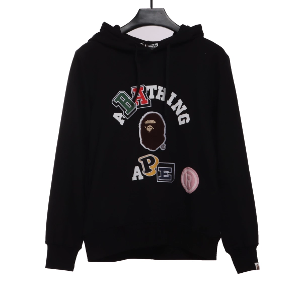 BAPE ape head logo colorful print hoodie Black