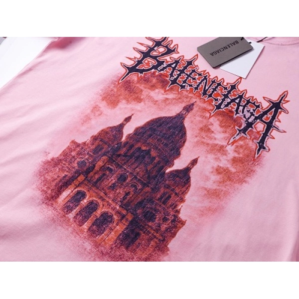 Balenciaga Clothes Paris Sacré-Cœur Basilica Printed T-shirt Black/Pink