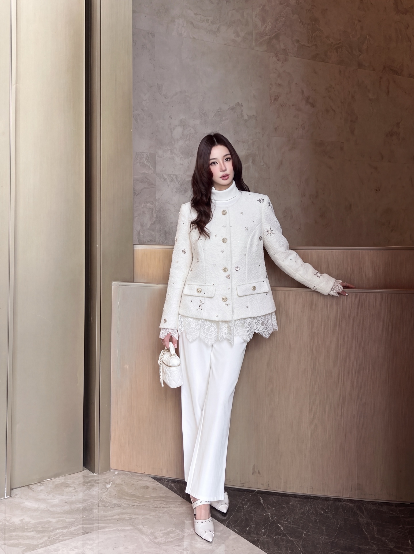 Chan New Patchwork Lace Knit Jacket