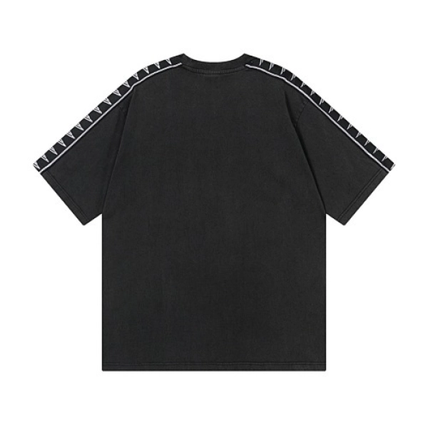 Balenciaga Clothes Washed & Distressed T-Shirt With 3B Artistic Webbing Accents Sleeves Black/Apricot