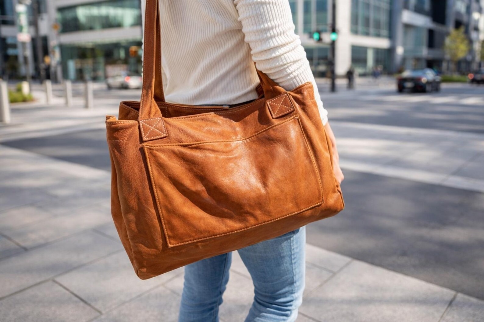 The Soft Washed Leather Shoulder Bag