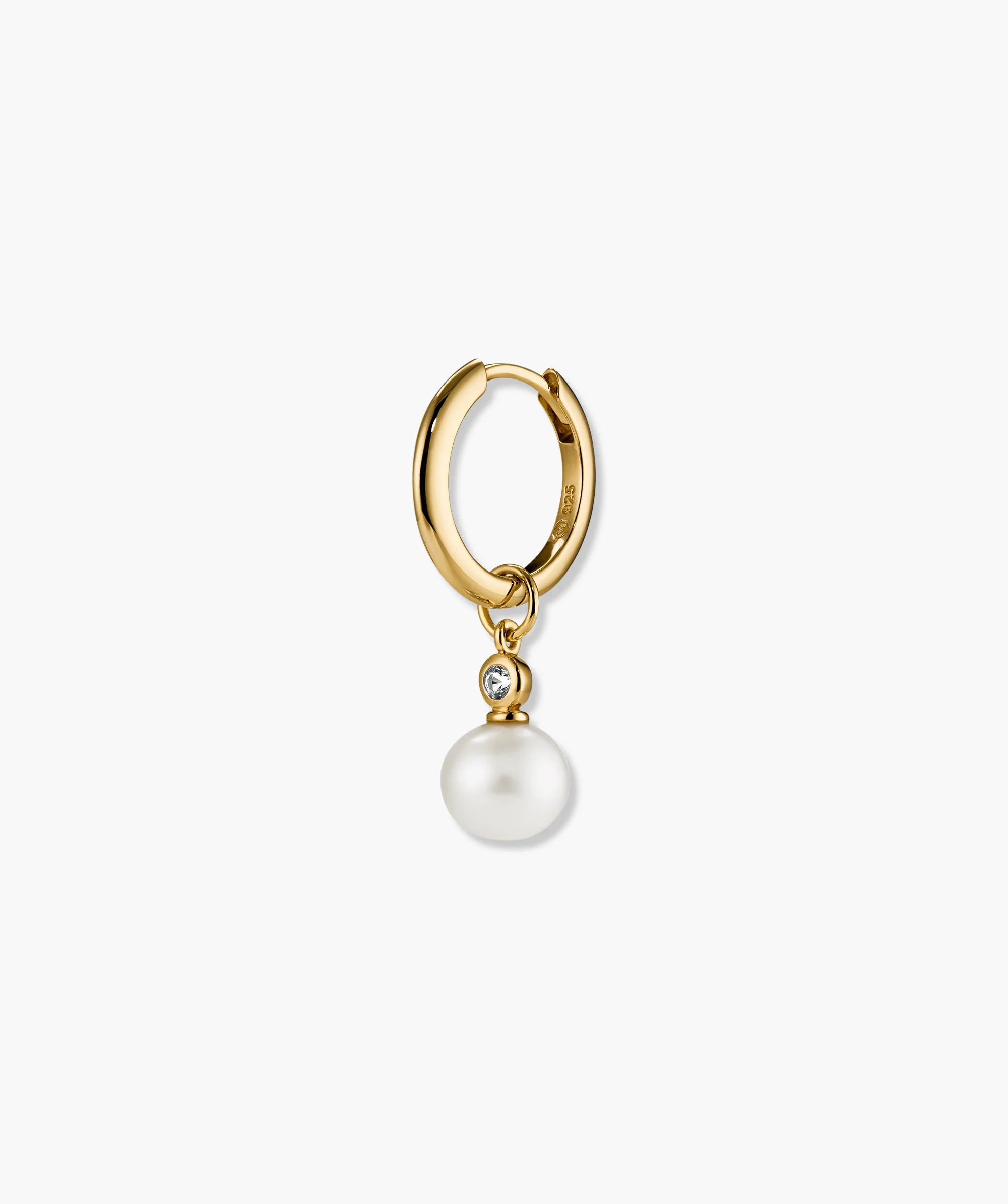 Single Pearl Gemstone Hoop Charm