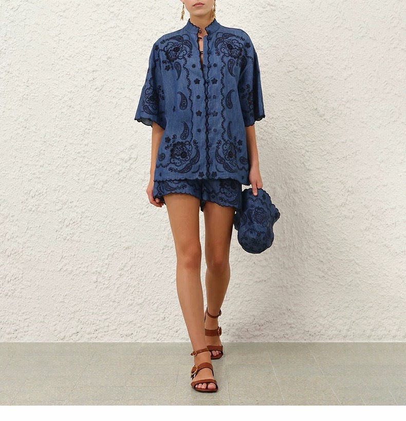 Zimm New Embroidered denim shirt