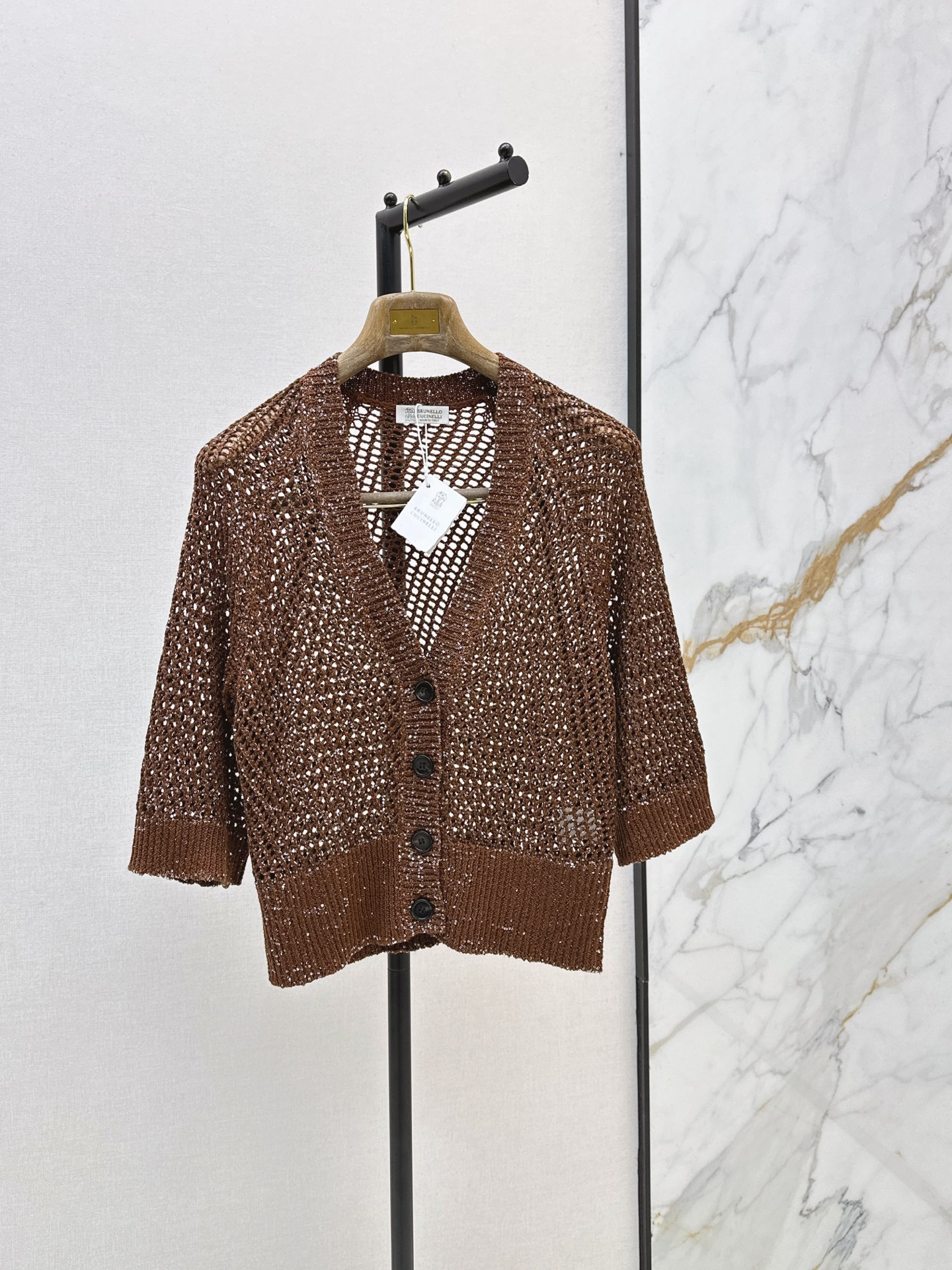 Brun New Hollow-knit cardigan
