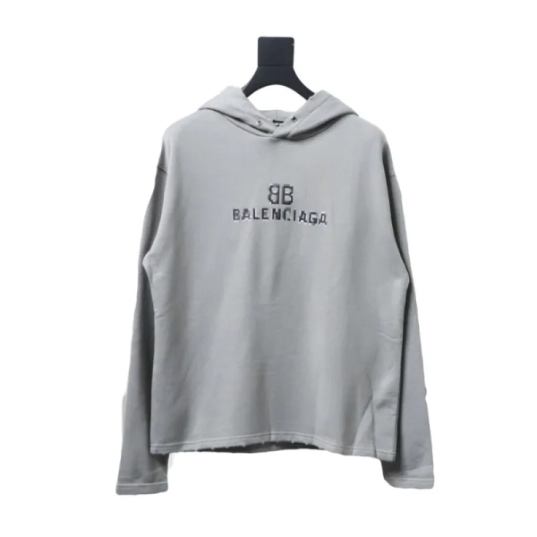 Balenciaga Clothes BB Pixel Print Hoodie Grey