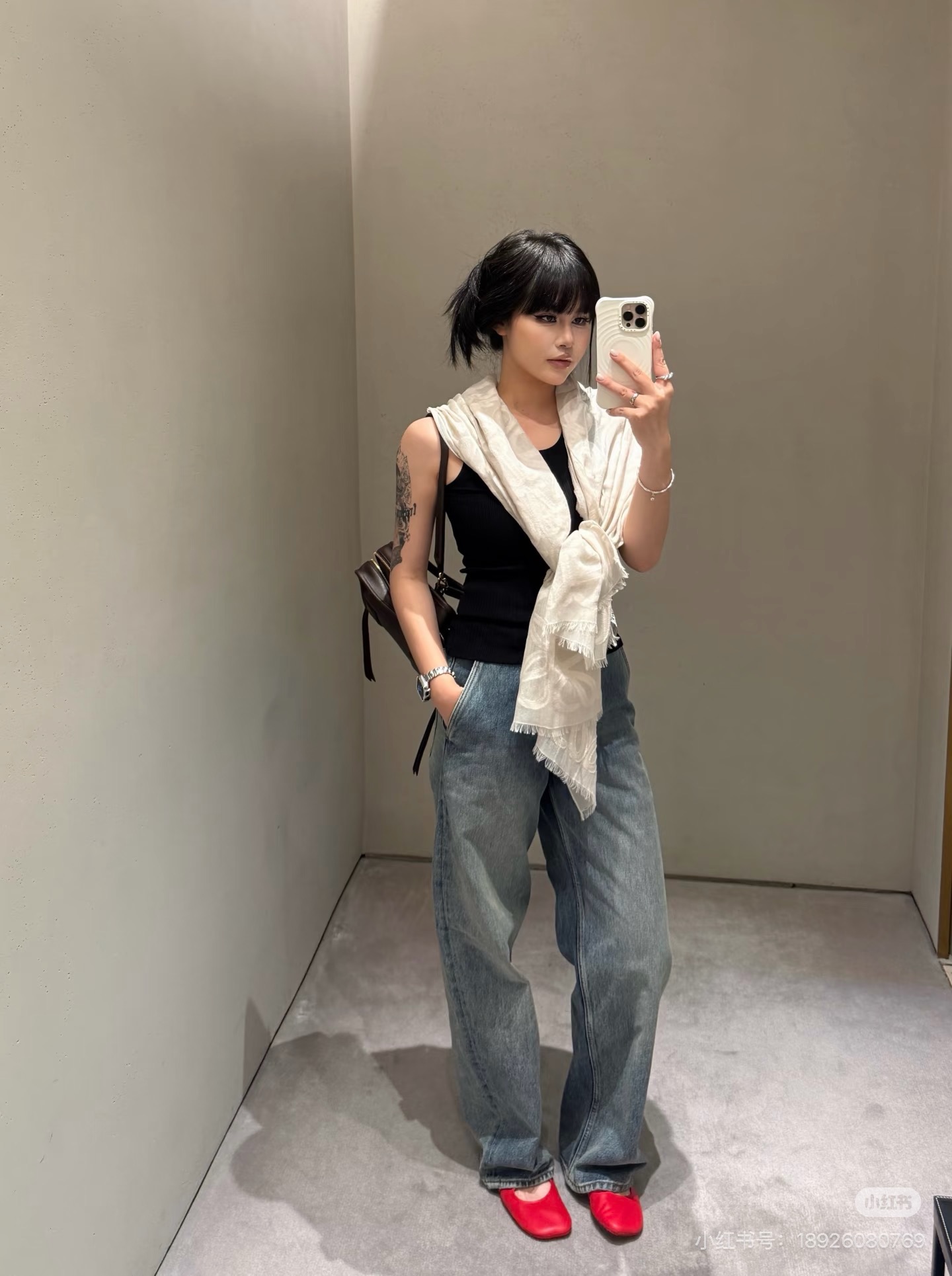 Loe New Leather patch work jeans