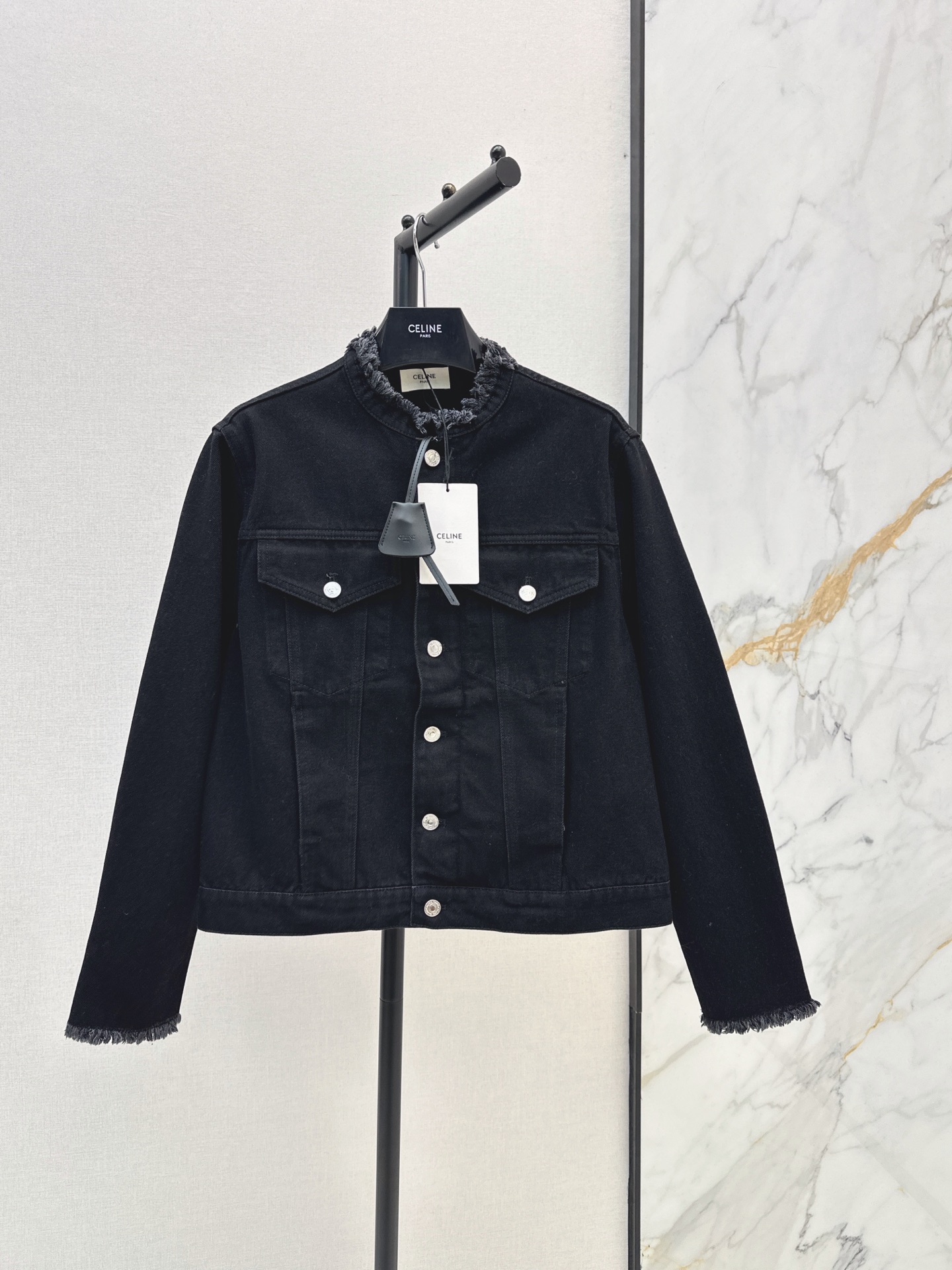 Celi New Leather patch denim jacket