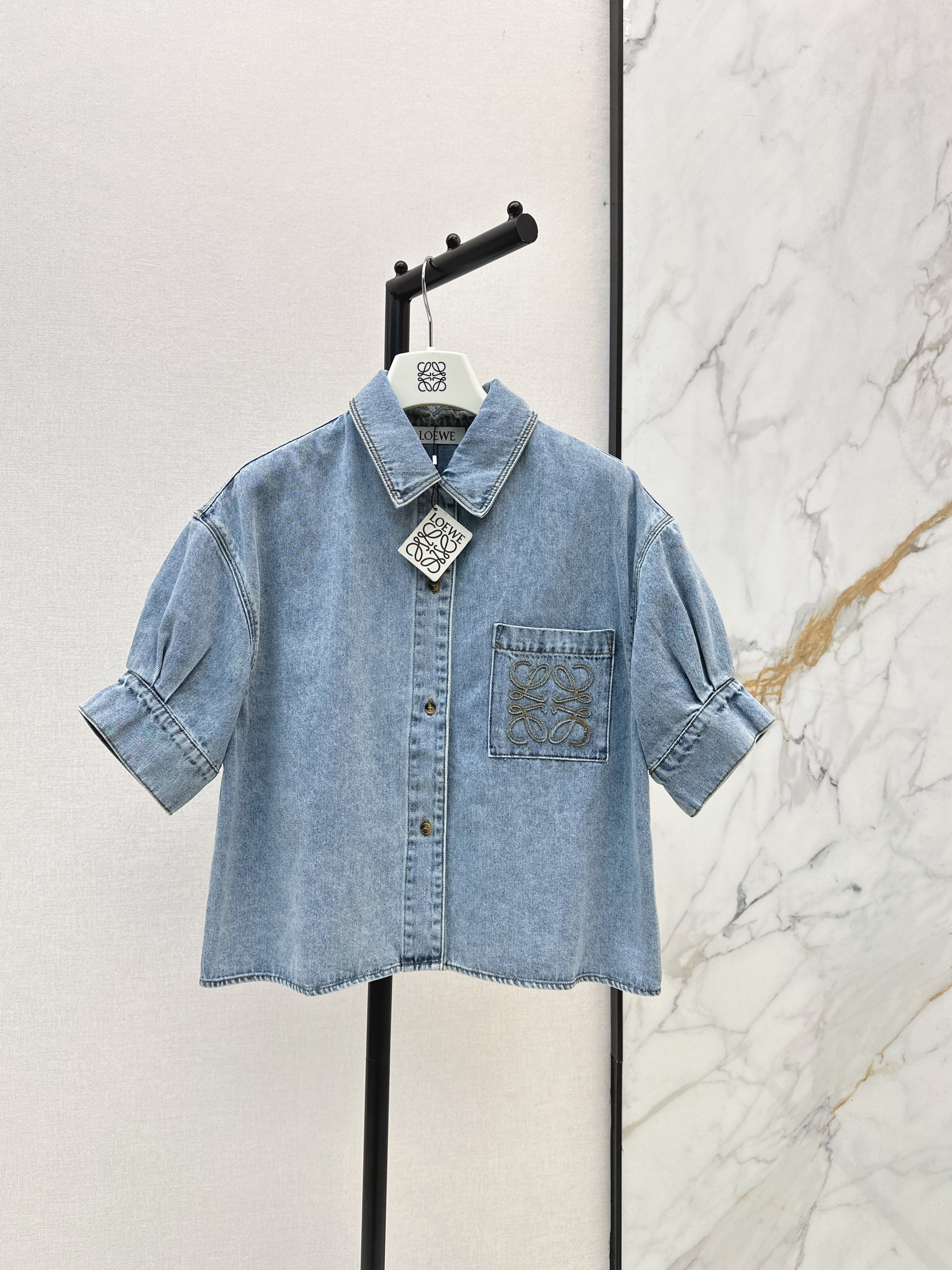 Loe New denim puff sleeve shirt