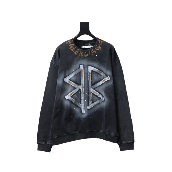 Balenciaga Clothes Washed hand-painted letter round-neck hoodie