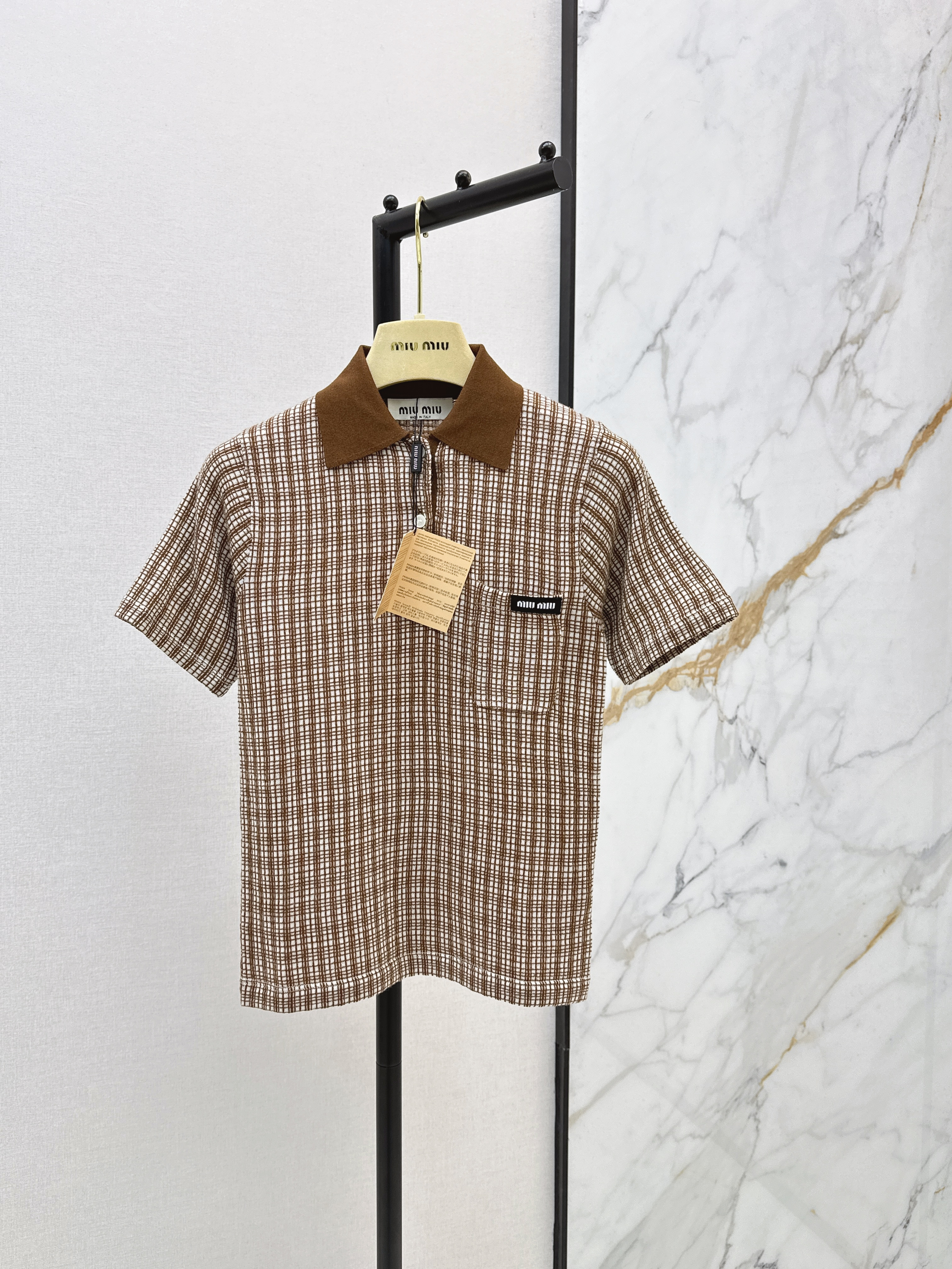 Miu New Plaid polo knitwear
