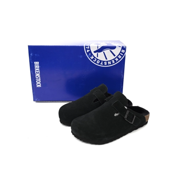 Birkenstock Boston Shearling Suede Leather Black 259881