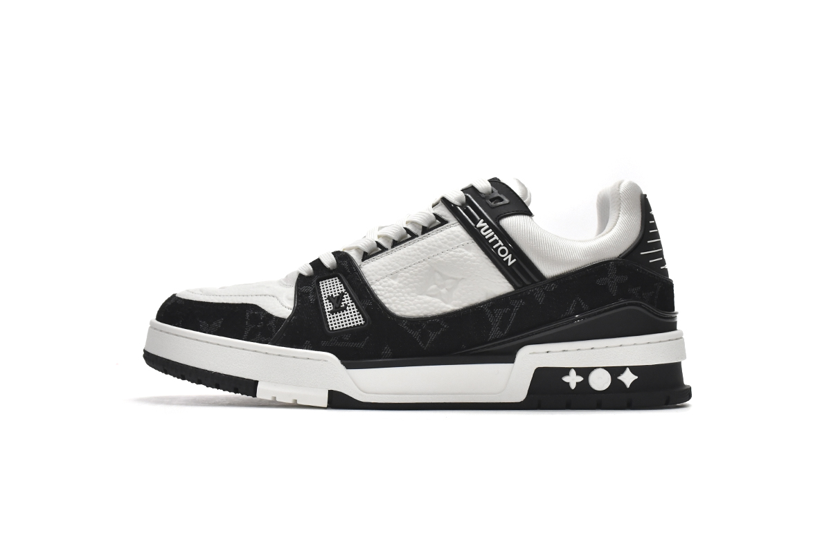 Pkkicks God Batch LOUIS VUITTON Trainer Black And White Cloth Cover VL1202