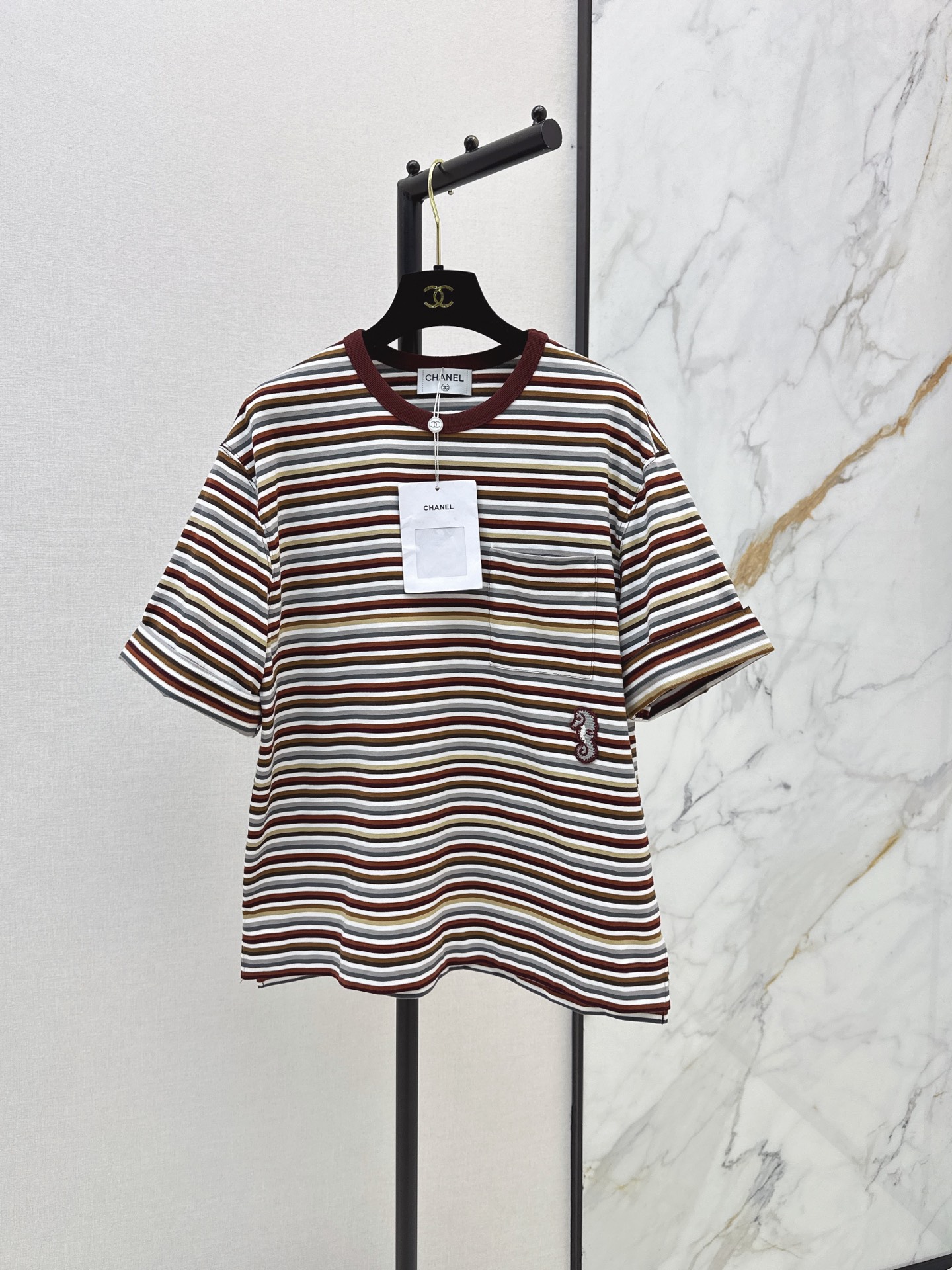 Chan New Retro color-blocked striped T-shirt