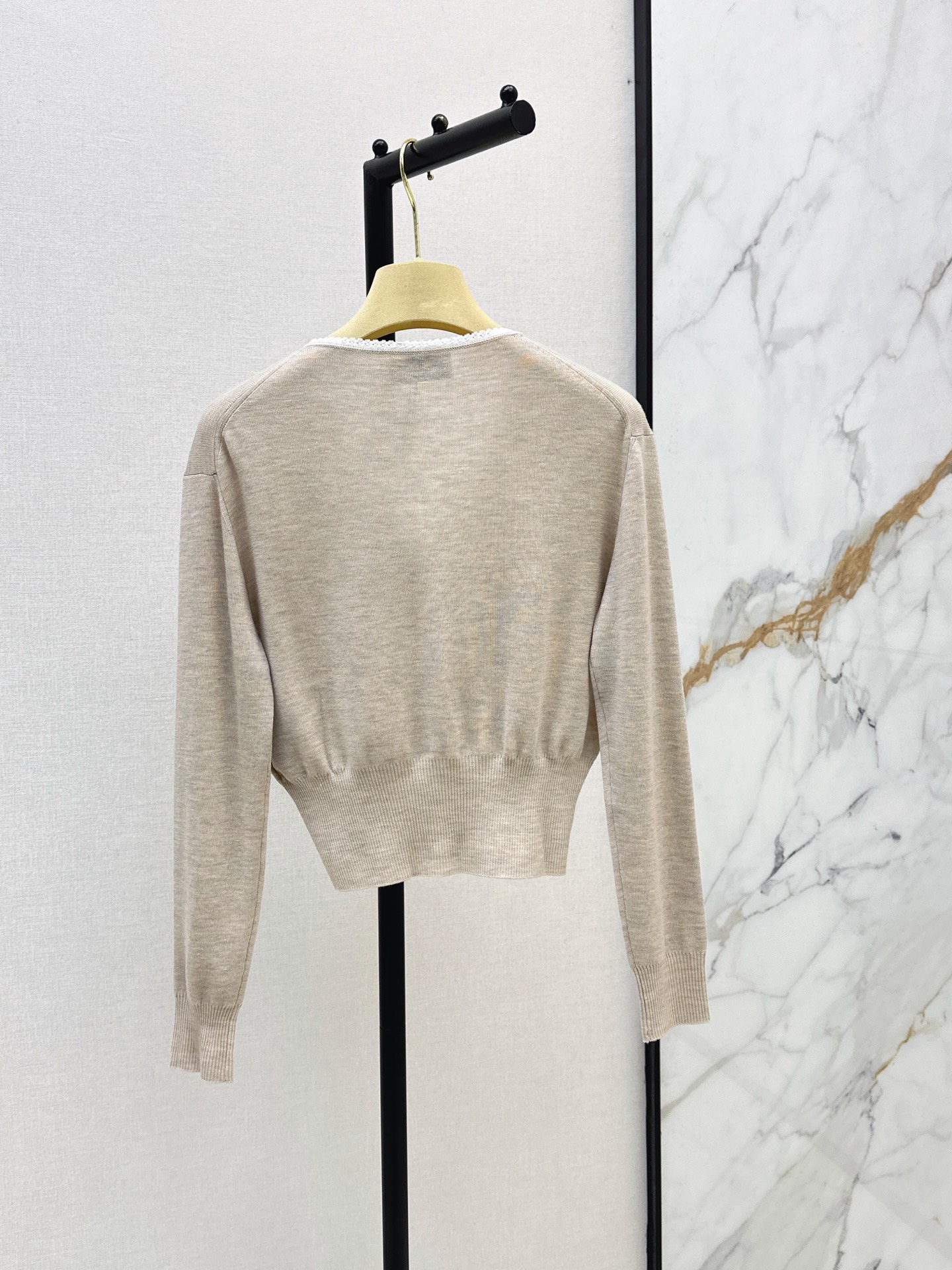 Miu New Lace Trim V-Neck Cardigan