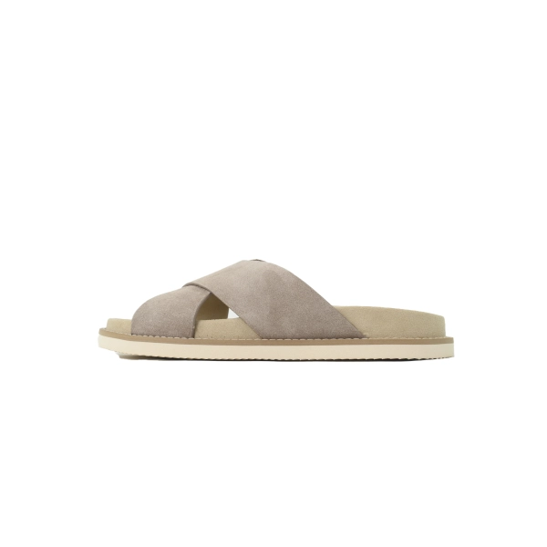 Brunello Cucinelli Suede Crisscross Slides Beige