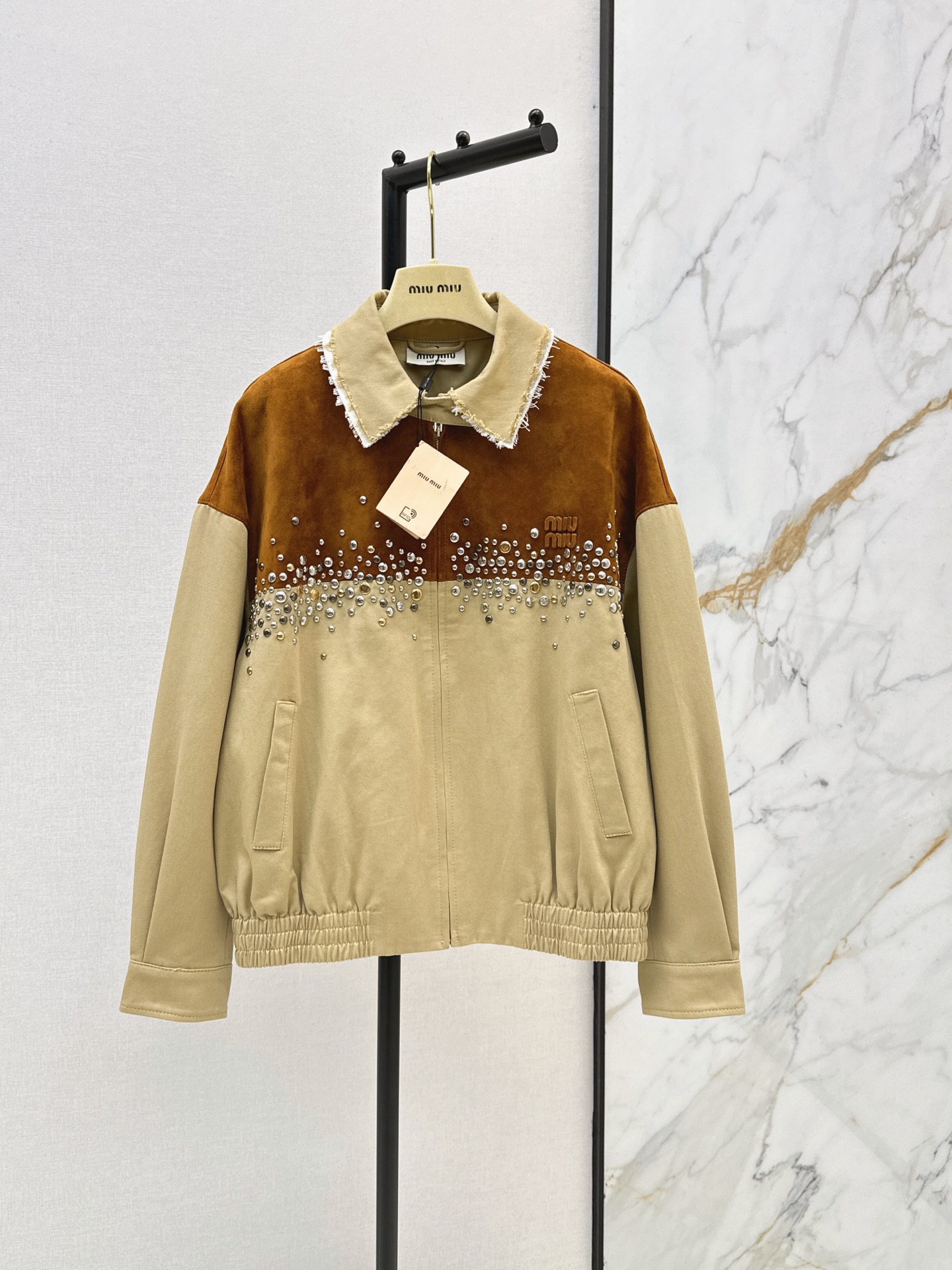 Miu New Water Drill Velvet Patchwork Jacket