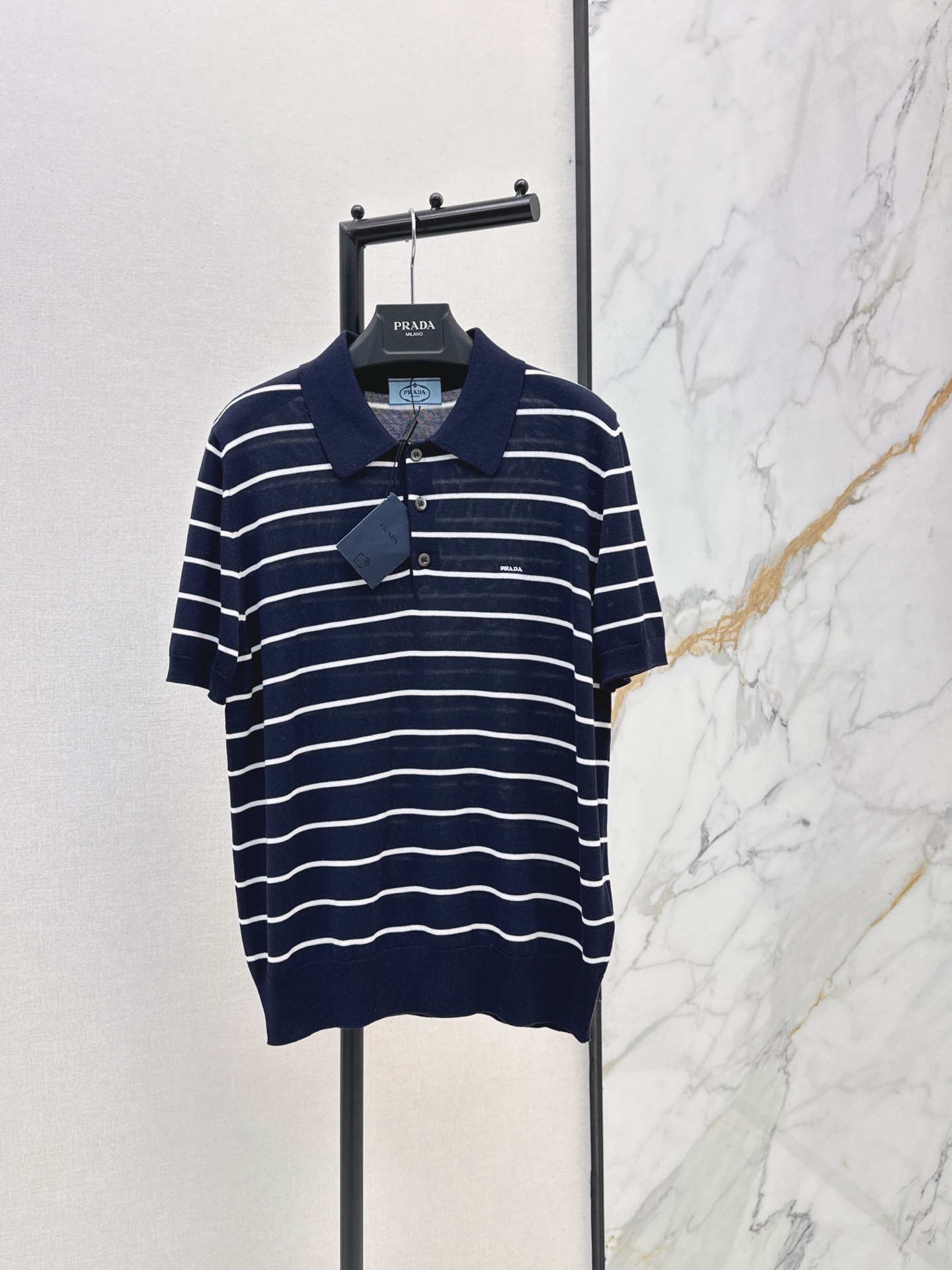 Pra New Striped Polo Short-Sleeve Knit Shirt