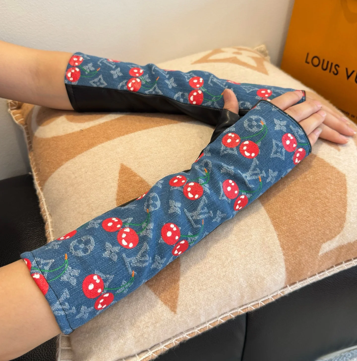 Louis New Denim with leather gloves