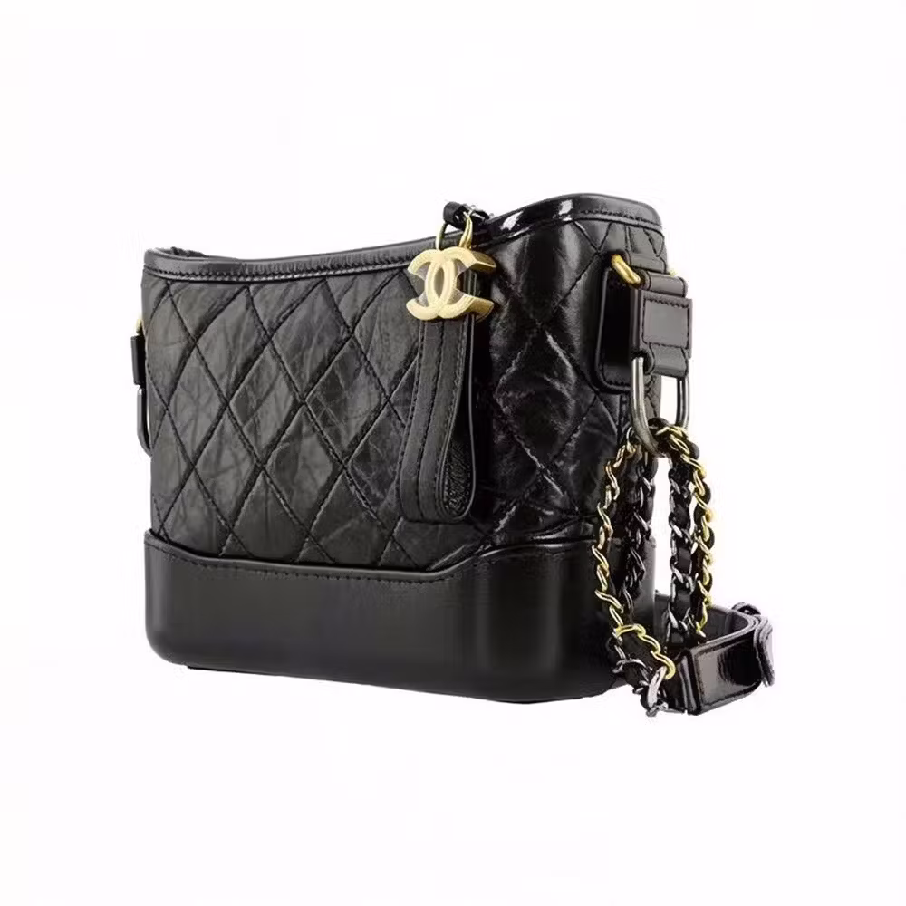 Chanel (CHANEL) Women's Bag Fashion Retro Diamond Plaid Leather Wear Chain Women's Tramp Bag Cowhide Shoulder Messenger Bag Small Black A91810-Y61477-94305