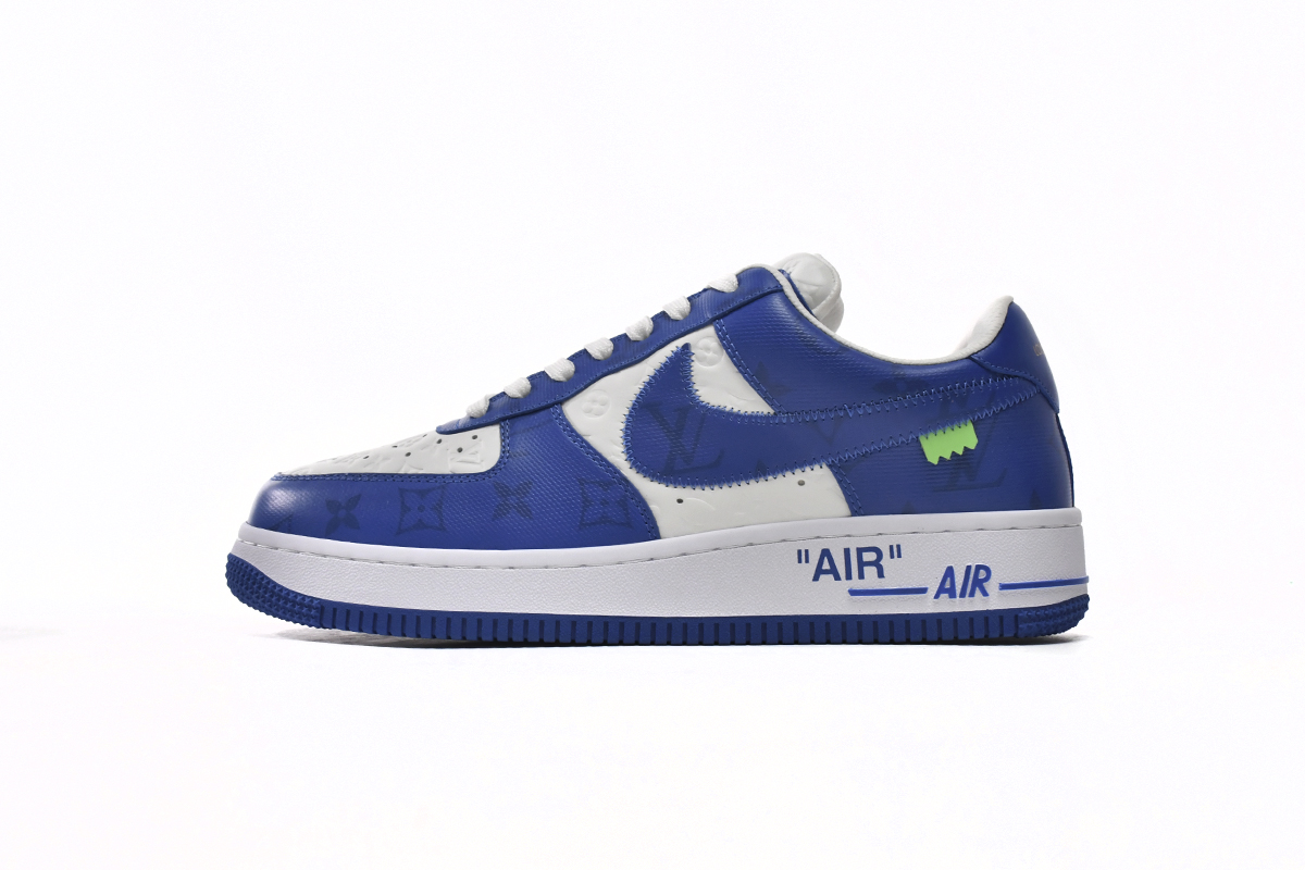Pkkicks God Batch LOUIS VUITTON x Nike Air Force 1 White Blue 7108-5