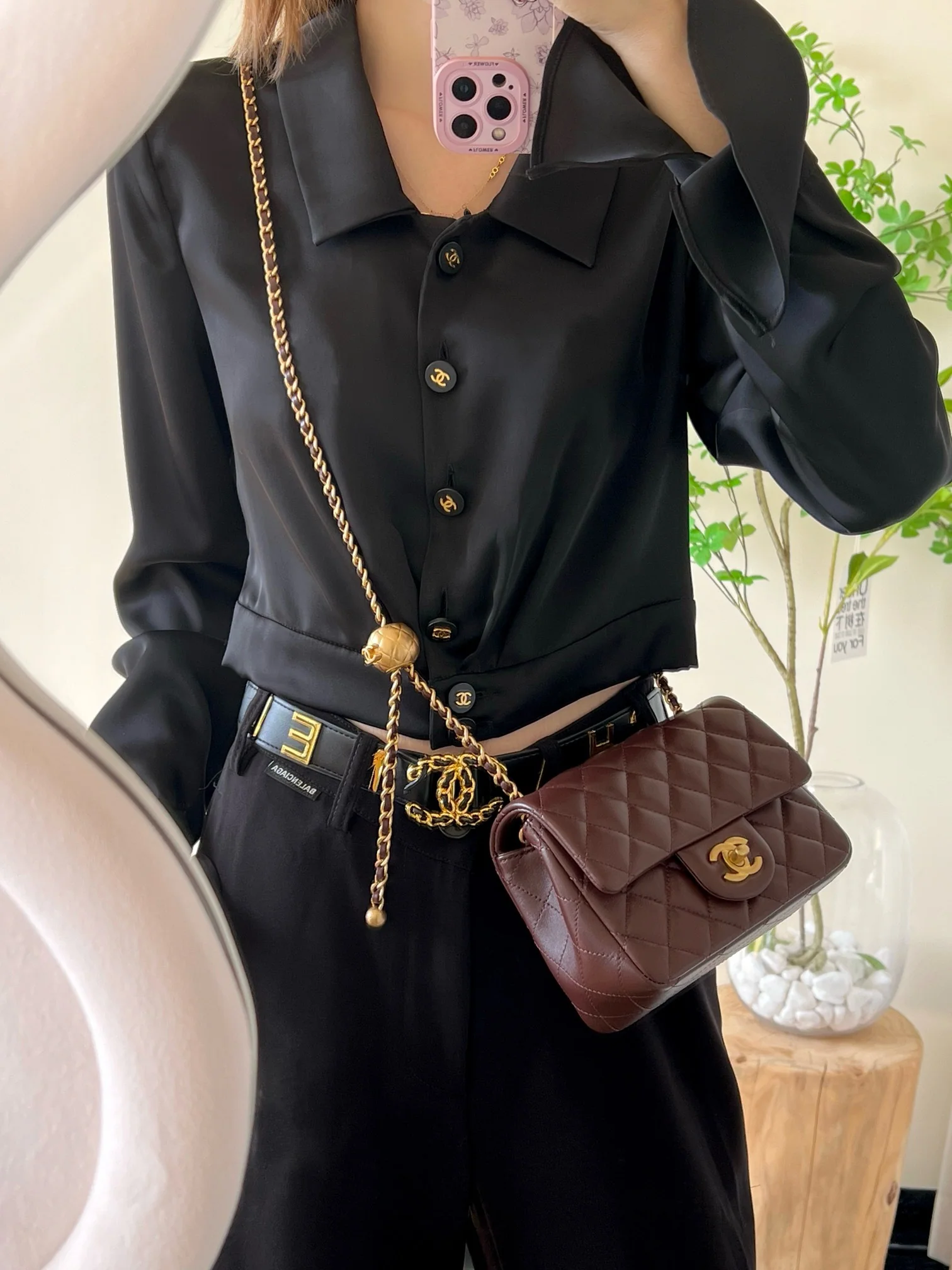 Chan New  Gold Globe Chain  Bag