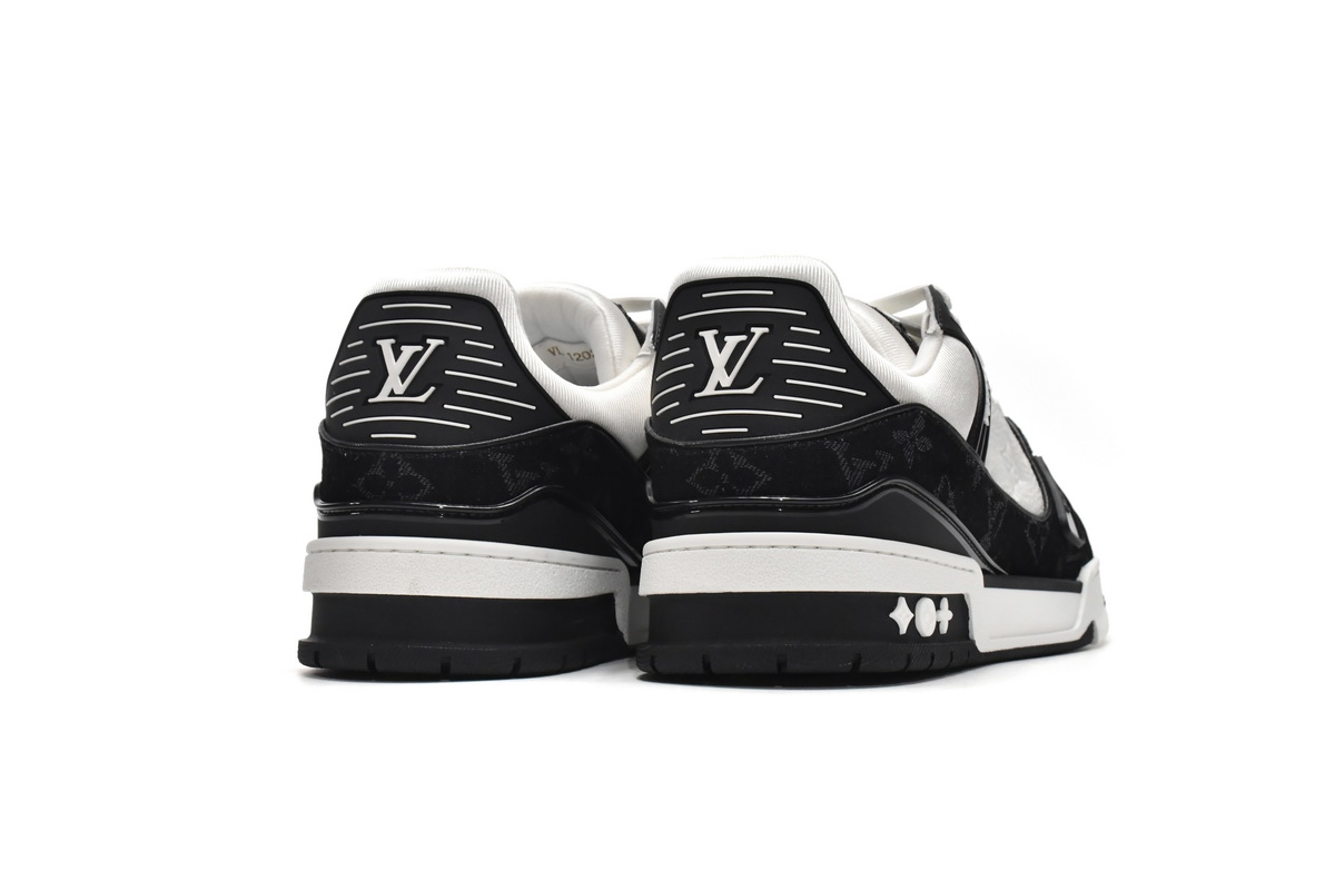 Pkkicks God Batch LOUIS VUITTON Trainer Black And White Cloth Cover VL1202