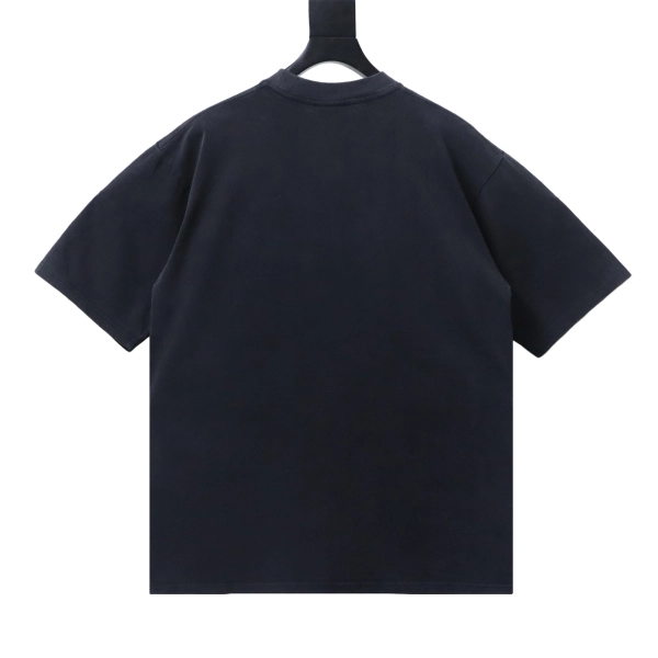 Balenciaga Clothes  Vintage Washed Short Sleeve T-shirt with Los Angeles Night Cityscape Print