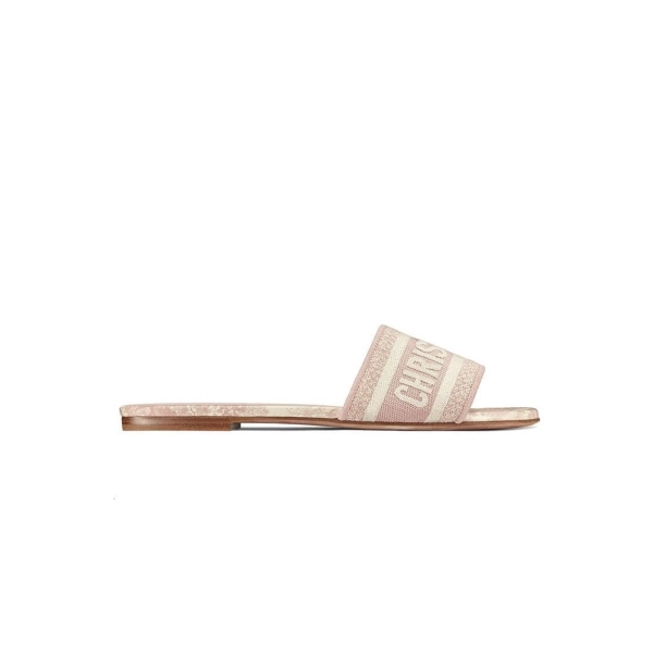 Dior Dway Slide Pink Toile de Jouy Embroidered Cotton KCQ209TJE S46P