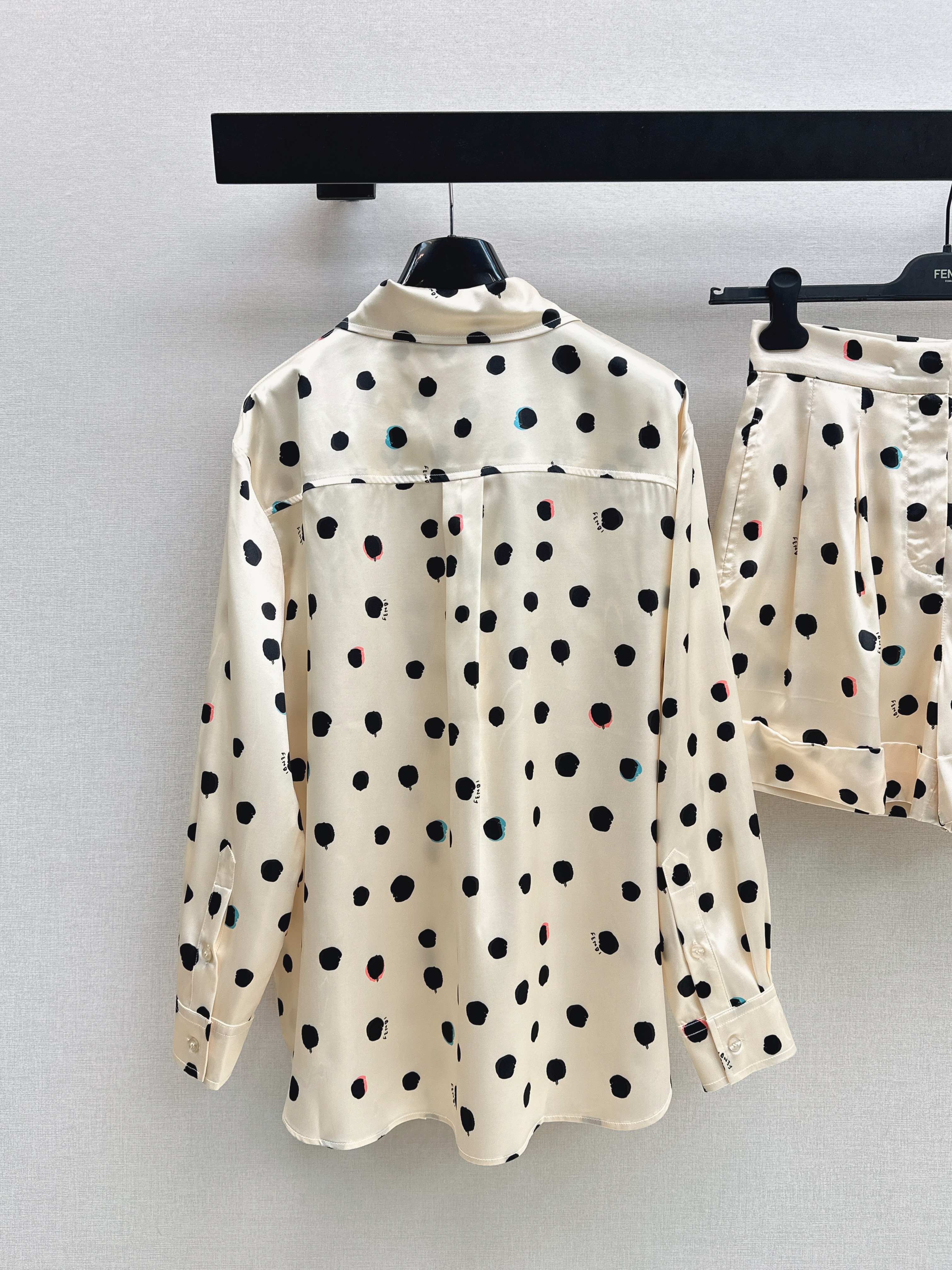 Pra New polka dot print shirt + shorts set