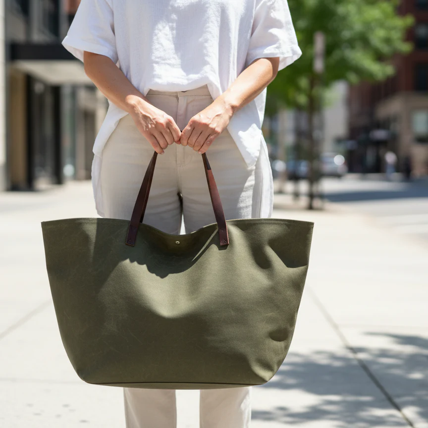 Olive Waxed Canvas Tote