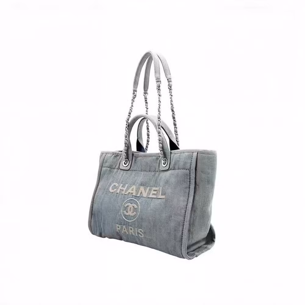 Chanel (CHANEL) Women's Bag 23S Double C Women's Denim Beach Bag Tote Tote Bag Shoulder Handbag Shopping Bag for Girlfriend Blue AS3257-B10675-NN494 Length 39cm Width 17cm Height 24cm