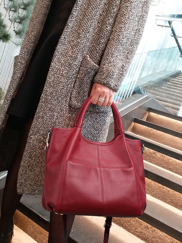 Oxblood Red Pebbled Leather Tote