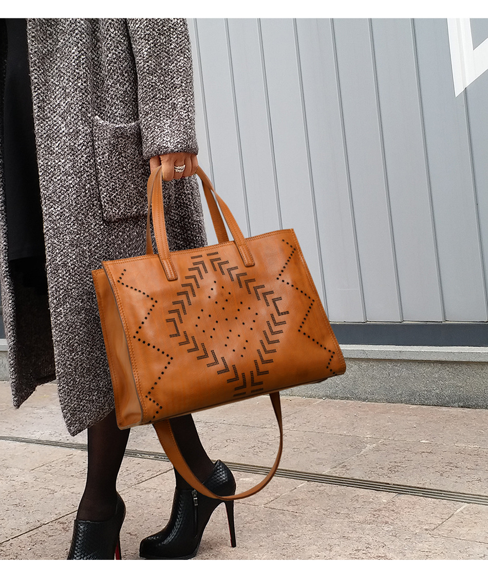 Cognac Tan Leather Tote Bag