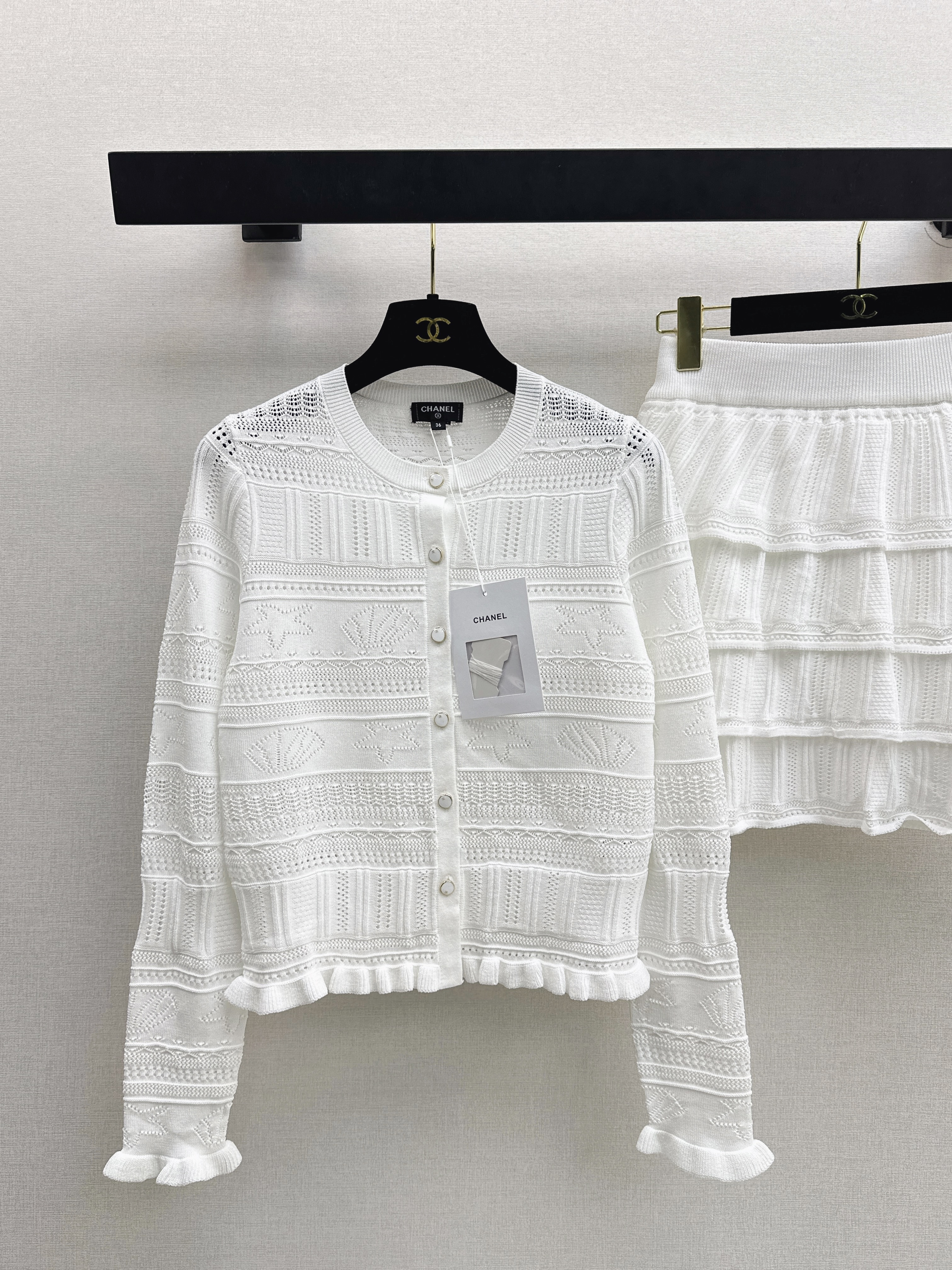 Chan New knit cardigan&bubble skirt sets