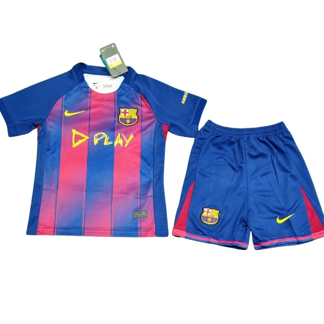Kid's Barcelona X Ed Sheeran Home Kit 2025/26 - Jersey+Shorts