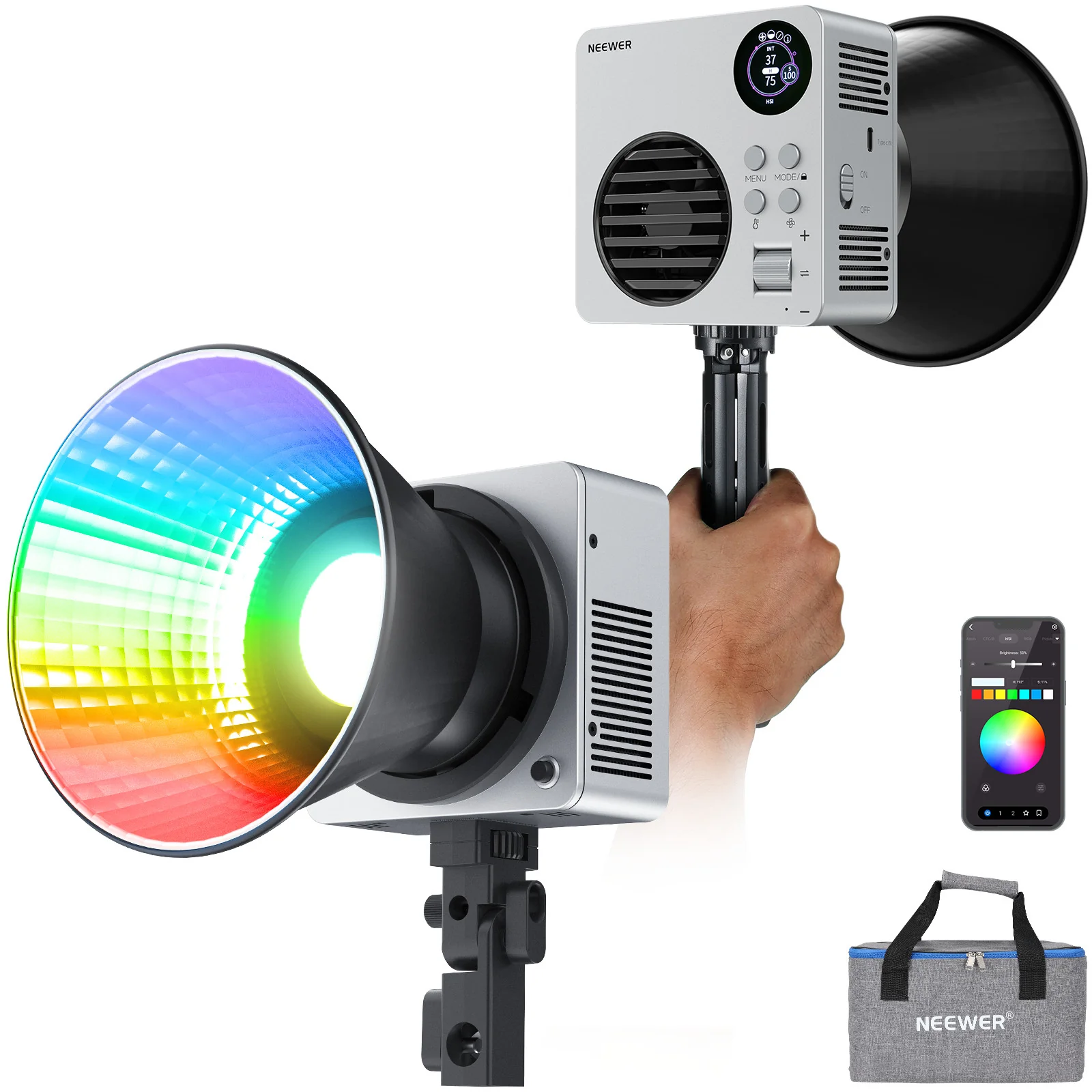 HB80C 80W RGBWW Mini COB LED Video Light
