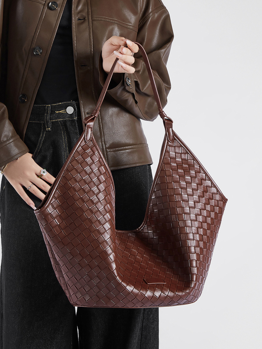 Oversized Woven Leather Hobo Bag for Women