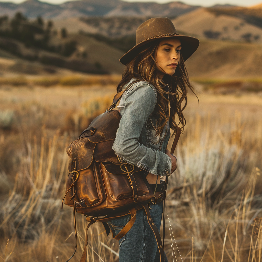 Handmade Western Style Multi-Pocket Travel Backpack for Women
