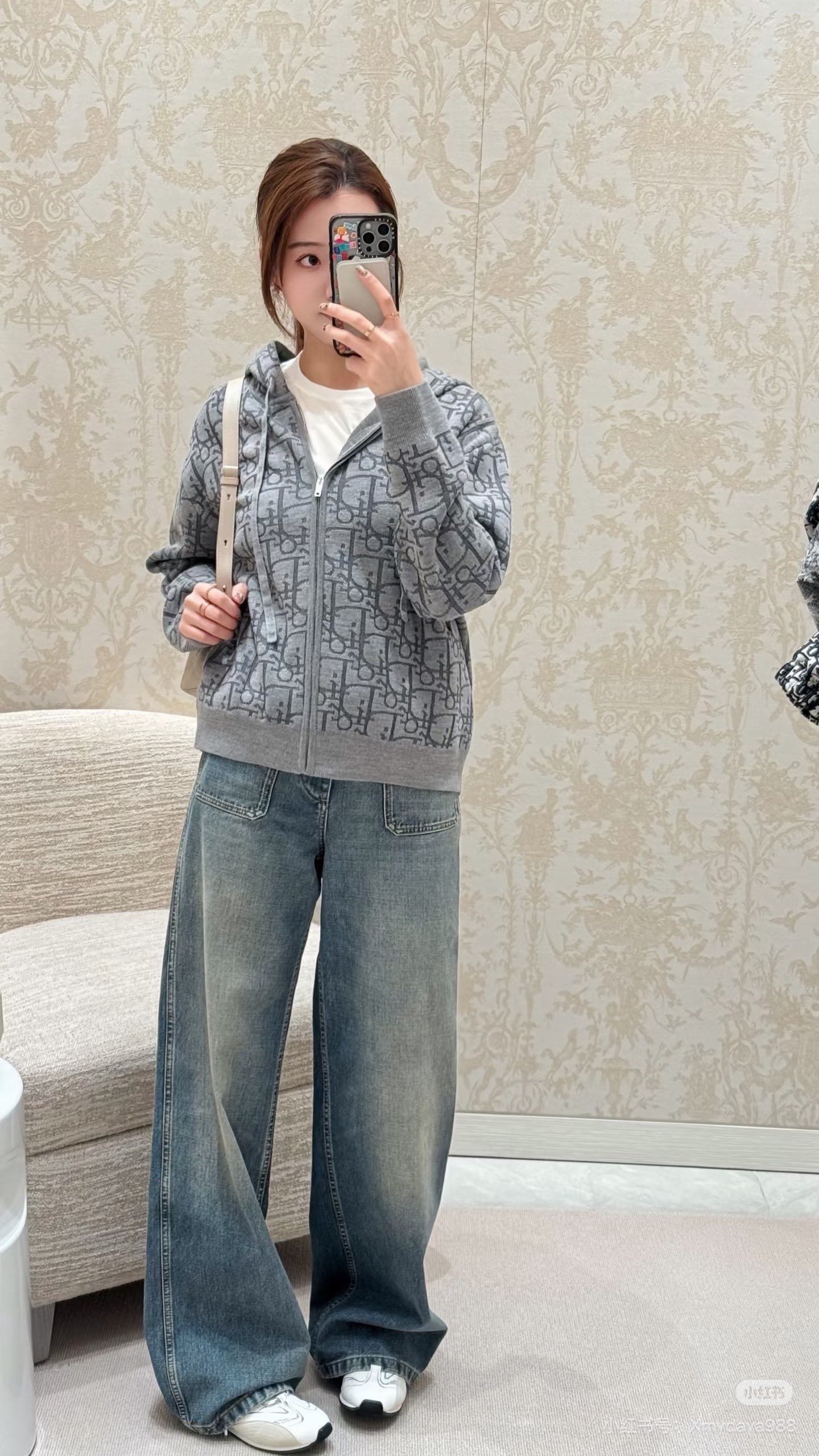CD New jacquard knit hooded jacket