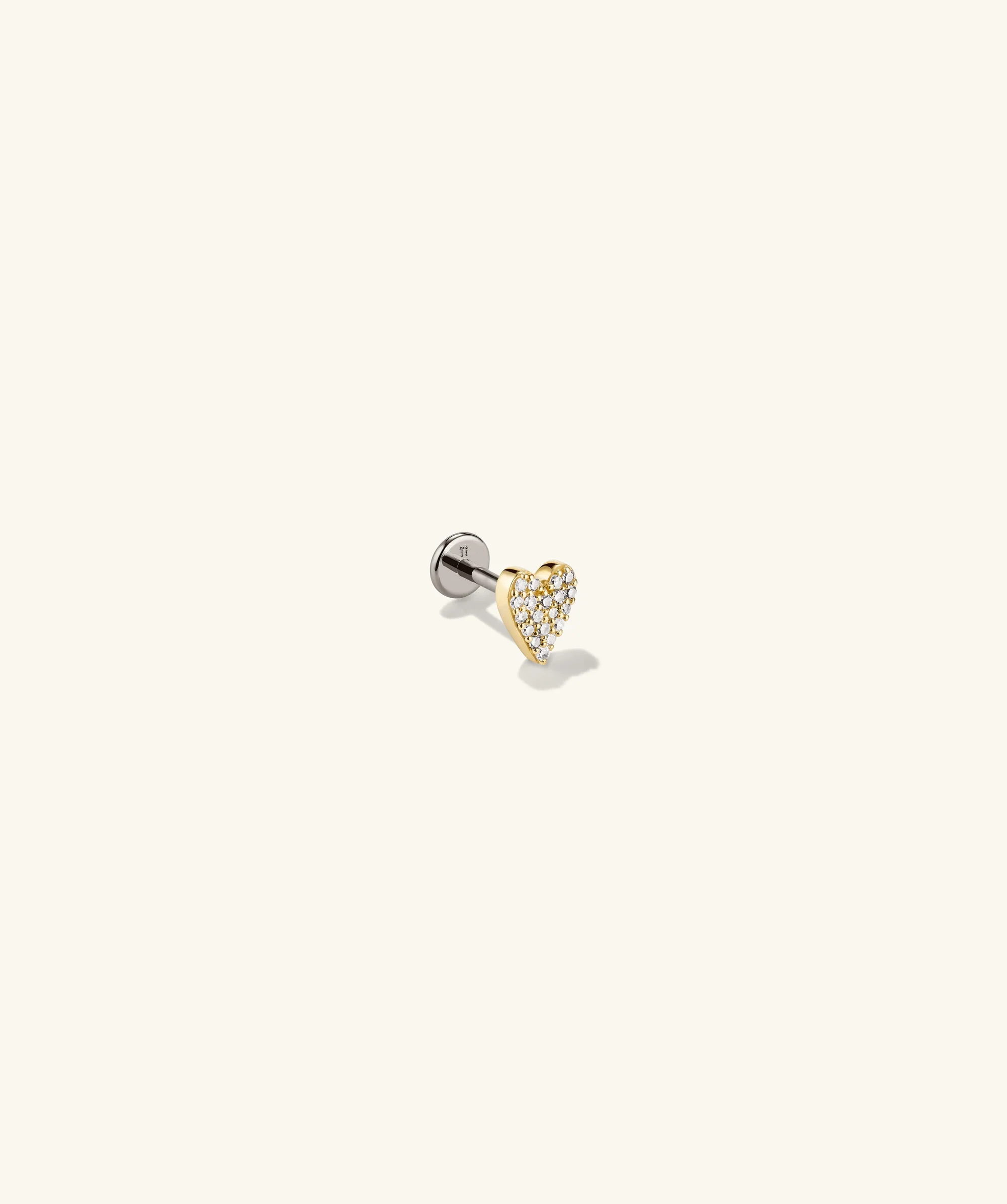 Piercing Studio - Single Pavé Diamond Heart Flat Back Stud